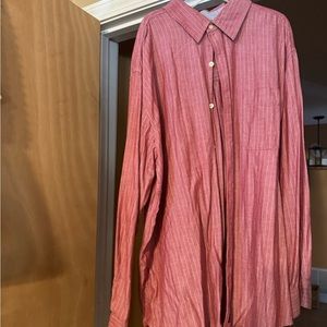 XL Chaps long sleeve button down shirt, pink with white stripes.
